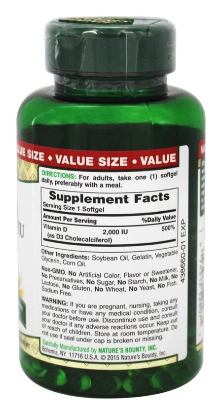 Vitamina D3 Super Potente 2000 UI - 350 Softgels Nature's Bounty - Image 2