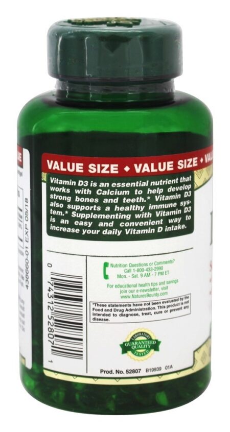 Vitamina D3 Super Potente 2000 UI - 350 Softgels Nature's Bounty - Image 3