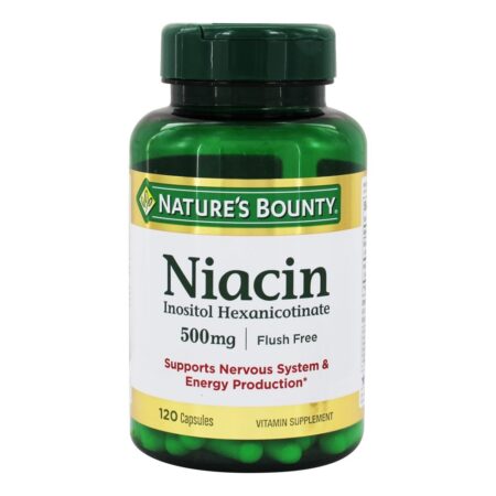 Niacina Hexanicotinato de Inositol Para o Sistema Nervoso e Produção de Energia 500 mg. - Cápsulas 120 Nature's Bounty