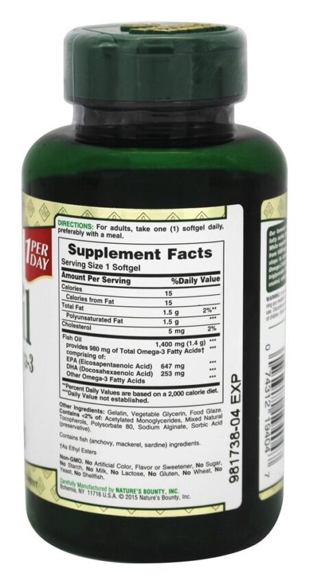 Óleo de Peixe Potência Tripla Sem Odor 1400 mg. - 39 Softgels Revestidos Nature's Bounty - Image 2