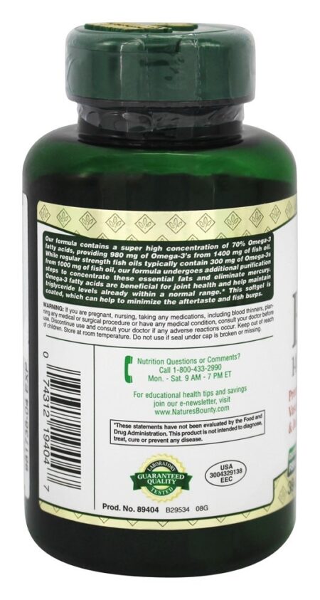 Óleo de Peixe Potência Tripla Sem Odor 1400 mg. - 39 Softgels Revestidos Nature's Bounty - Image 3