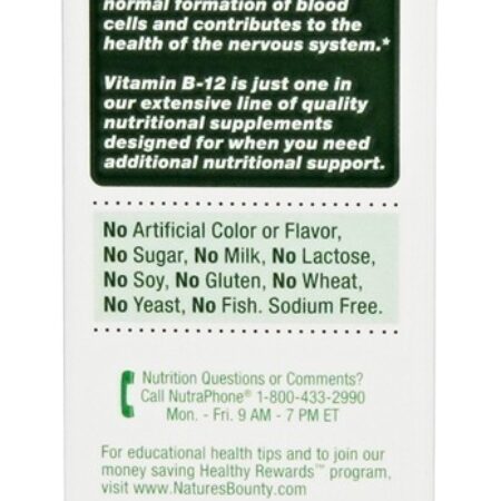 Vitamina B12 Líquido Sublingual Sabor Natural de Frutas 5000 mcg. - 2 fl. oz. Nature's Bounty - Imagem 3
