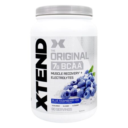 Xtend The Original BCAA Muscle Recovery + Eletrólitos em Pó 90 Porções de Gelo de Framboesa Azul - 2.78 lb. Scivation