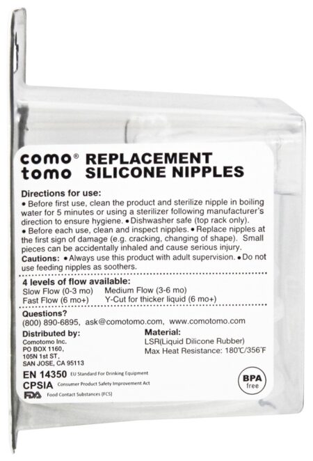 Mamilos de Substituição de Silicone Fluxo Lento 0-3m - Pacote 2 Comotomo - Image 2