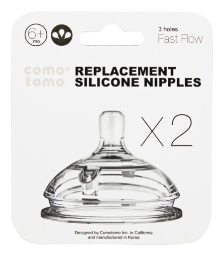 Silicone Substituição Mamilos Rápido Fluxo 6m+ - Pacote 2 Comotomo - Image 3