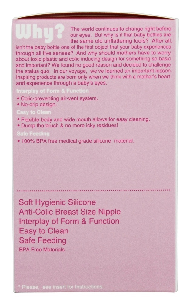 Rosa higiênico macio do bloco 0-3m do frasco de bebê do silicone único - 5 oz. Comotomo - Imagem 2