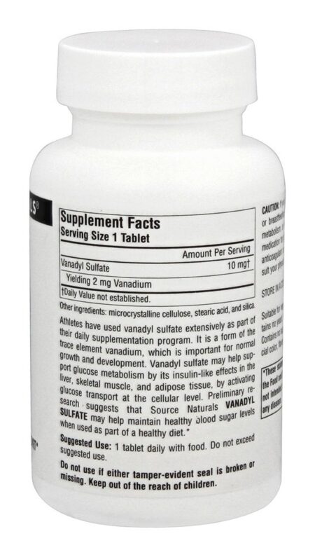 Sulfato de Vanadil 10 mg. - 200 Tablets Source Naturals - Image 2