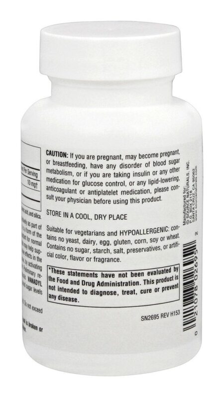 Sulfato de Vanadil 10 mg. - 200 Tablets Source Naturals - Image 3