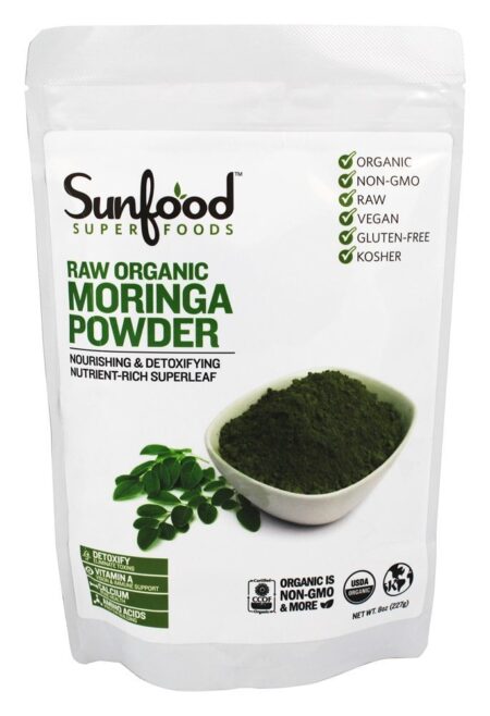 Pó De Moringa Orgânico Cru - 8 oz. Sunfood Superfoods