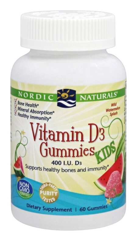 Gominhas de Vitamina D3 Para Crianças Sabor Melancia Splash 400 UI - 60 Gummies Nordic Naturals