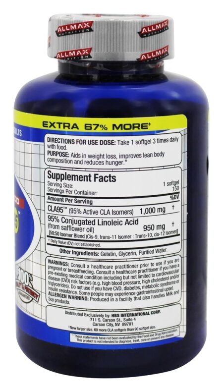 CLA 95 - 150 Softgels AllMax Nutrition - Image 2