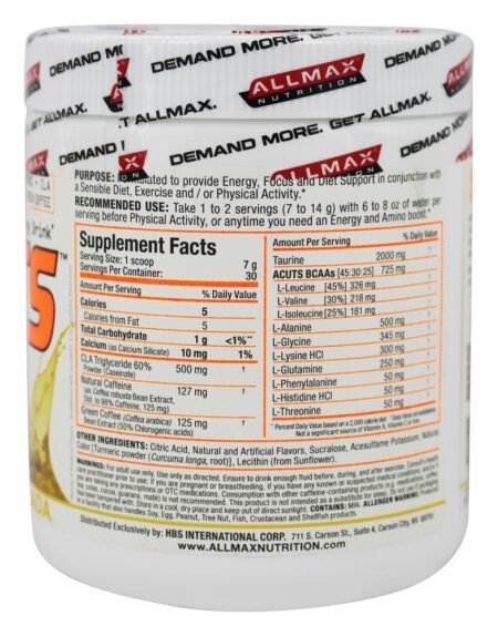 Aminocut Energia Beber Pina Colada - 7.4 oz. AllMax Nutrition - Image 2