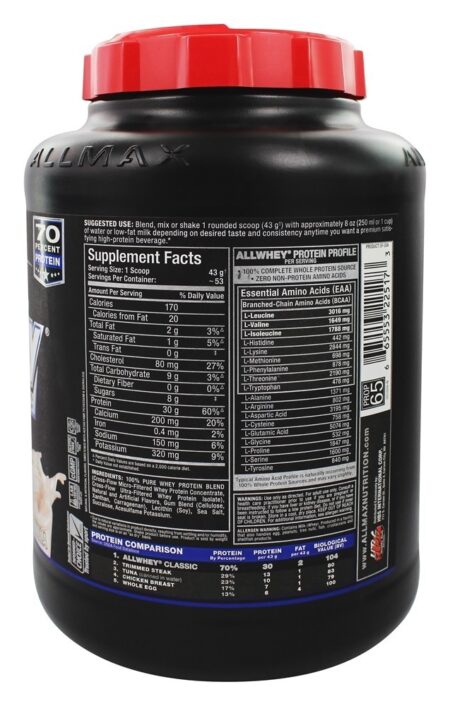 AllWhey Classic Pure Proteína Whey Misture Baunilha Francesa - 5 lbs. AllMax Nutrition - Image 2