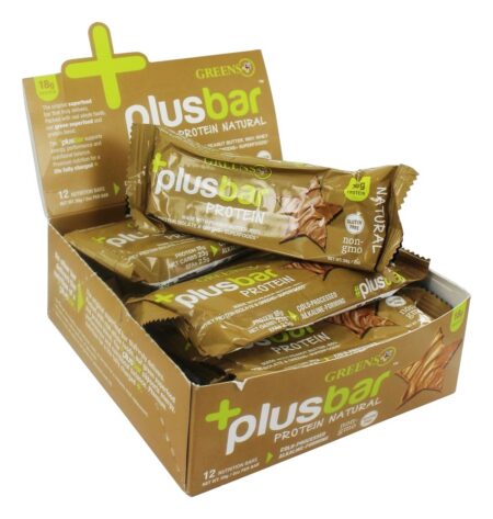 + Barras de Proteína PlusBar Box Natural - 12 Barras Greens Plus