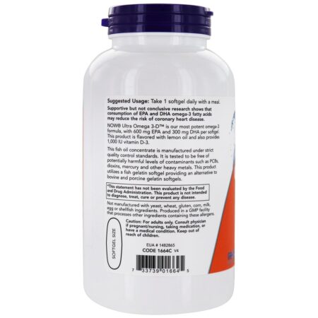 Ultra Omega 3D - 180 Softgels NOW Foods - Image 3