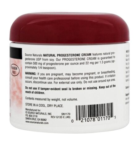 Creme De Progesterona Natural Entrega De Lipossoma Avançada - 4 oz. Source Naturals - Image 3