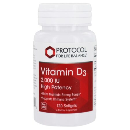 Vitamina D3 2000 UI - 120 Softgels Protocol For Life Balance