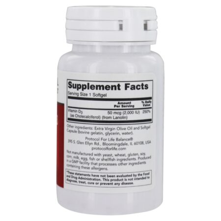 Vitamina D3 2000 UI - 120 Softgels Protocol For Life Balance - Image 2