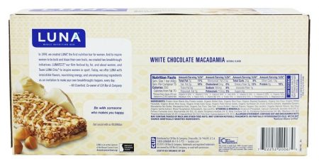 Caixa orgânica das barras da nutrição do Luna para a macadâmia branca do chocolate das mulheres - 15 Barras Clif Bar - Image 2