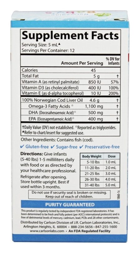 DHA Norueguês para Bebês - 2 fl. oz. Carlson Labs - Image 2