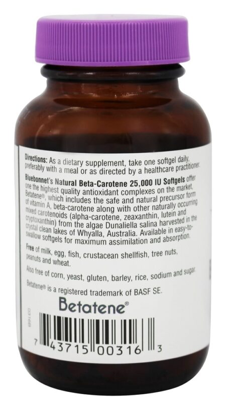 Beta-Caroteno Natural 25000 UI - 90 Softgels Bluebonnet Nutrition - Image 3