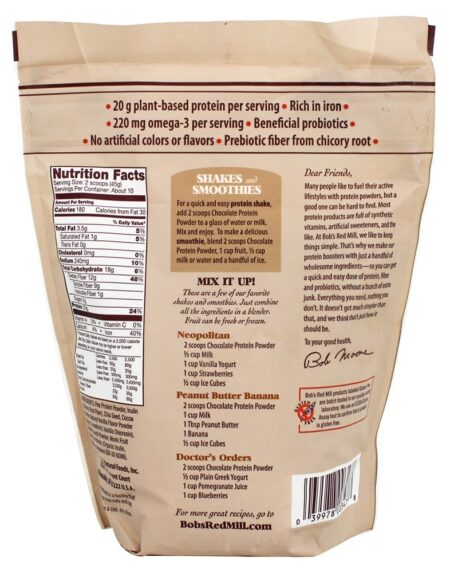 Reforço Nutricional de Proteína em Pó com Chia & Probiotics Chocolate - 16 oz. Bob's Red Mill - Image 3