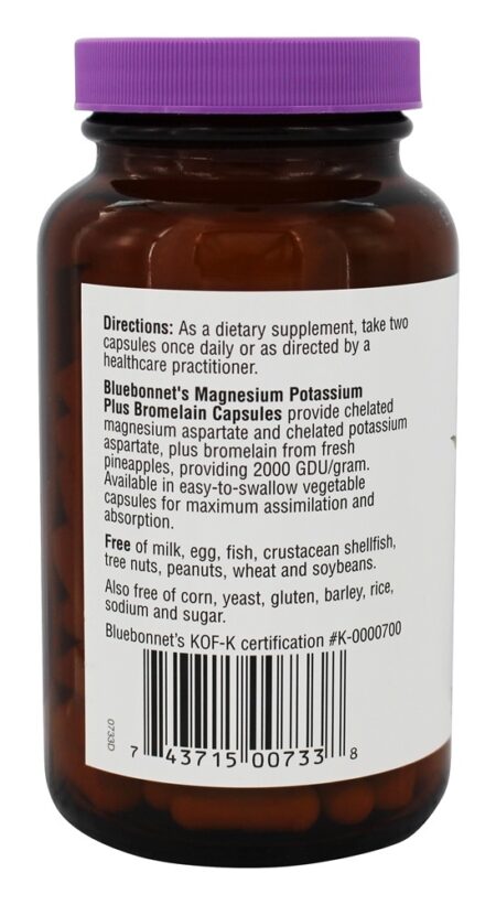 Magnésio & Potássio Com Bromelaína - 120 Cápsula (s) vegetal (s) Bluebonnet Nutrition - Image 3