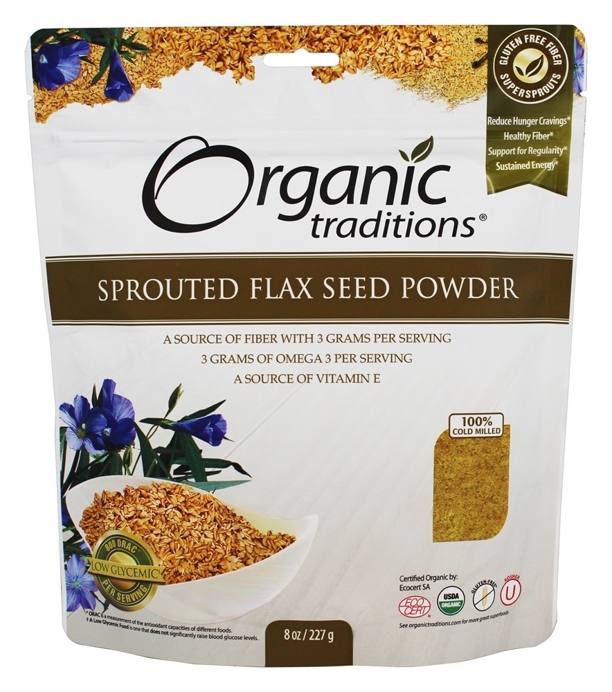 Pó de semente de linho brotado - 8 oz. Organic Traditions