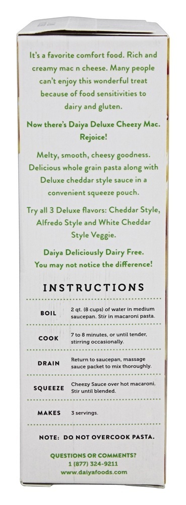 De luxo Cheezy Mac Queijo Cheddar Estilo - 10.6 oz. Daiya - Imagem 3