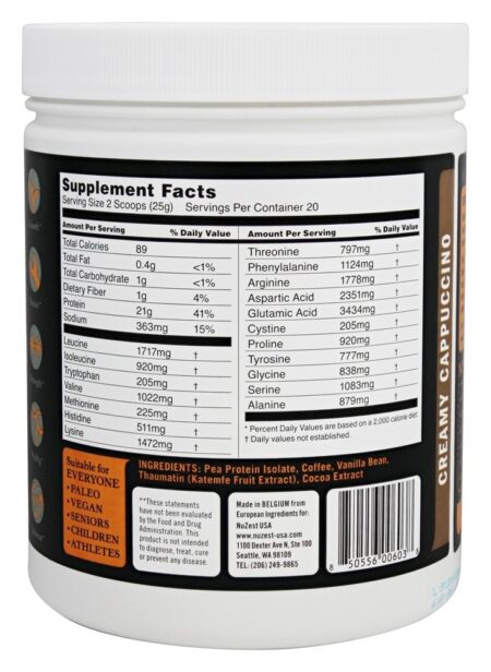 Cappuccino cremoso de proteína magra limpa - 17.6 oz. Nuzest - Image 2