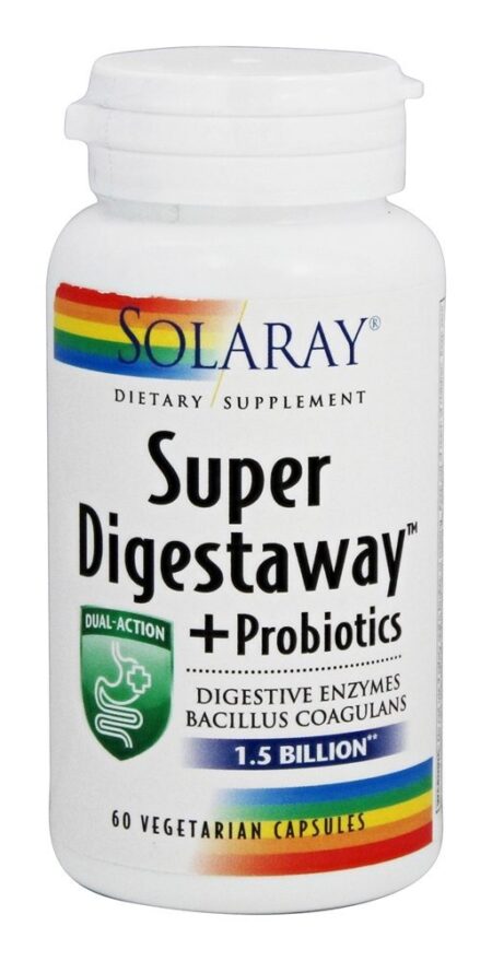 Super Digestaway + Probióticos 1.5 Bilhões de UFC - Cápsulas vegetarianas 60 Solaray