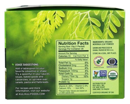 Pure Moringa Vegetal em Pó - 20 Pacotes (s) Kuli Kuli - Image 2