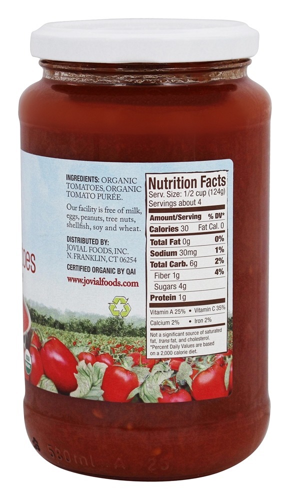 Tomates Esmagados Orgânicos - 18.3 oz. Jovial Foods - Imagem 2