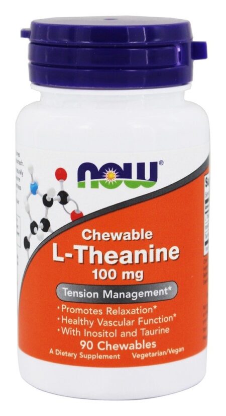 L-Teanina 100 mg. - 90 comprimidos mastigáveis NOW Foods