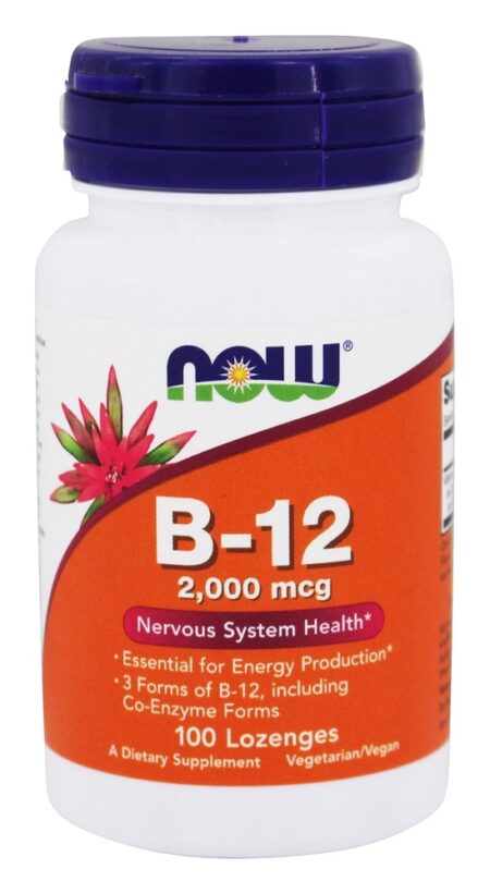 Vitamina B12 2000 mcg. - 100 Pastilhas NOW Foods