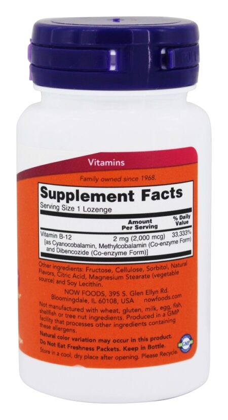 Vitamina B12 2000 mcg. - 100 Pastilhas NOW Foods - Image 2