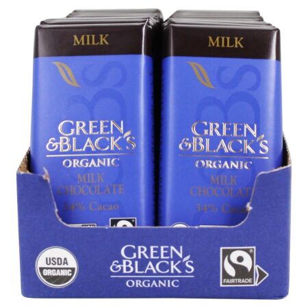 Chocolate Barras Caixa 34% Cacau Leite Chocolate - 20 Barras Green & Black's Organic