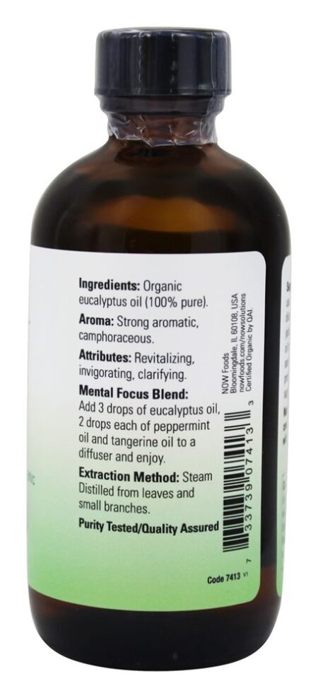 100 % Pure e Eucaliptos de Óleo Essencial Orgânico - 4 fl. oz. NOW Foods - Image 2