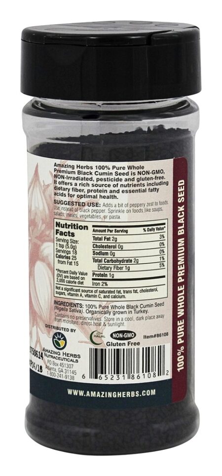 Semente Preta 100 % Pure Semente Negra Inteira - 4 oz. Amazing Herbs - Image 2