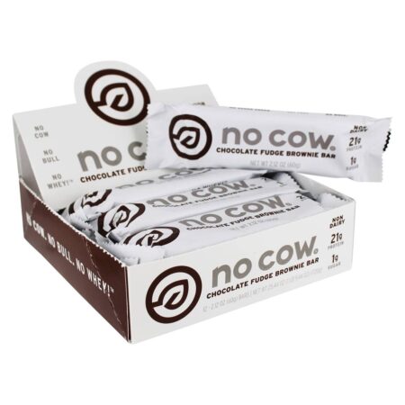 Caixa de Barras de Proteínas Fudge Brownie de Chocolate - 12 Barras No Cow