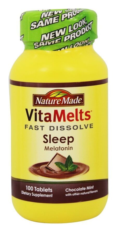 VitaMelts Melatonina Para o Sono Sabor Chocolate Com Menta - 100 Tablets de dissolução rápida Nature Made