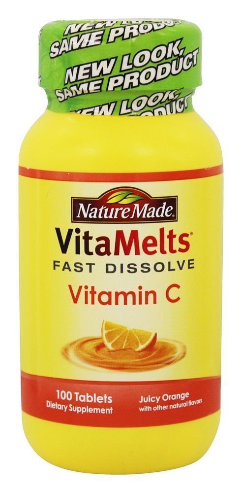 VitaMelts Vitamina C Laranja Suculenta - 100 Tablets de dissolução rápida Nature Made
