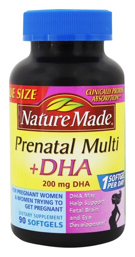 Multivitamínico Pré-Natal + DHA 200 mg. - 90 Softgels líquidos Nature Made