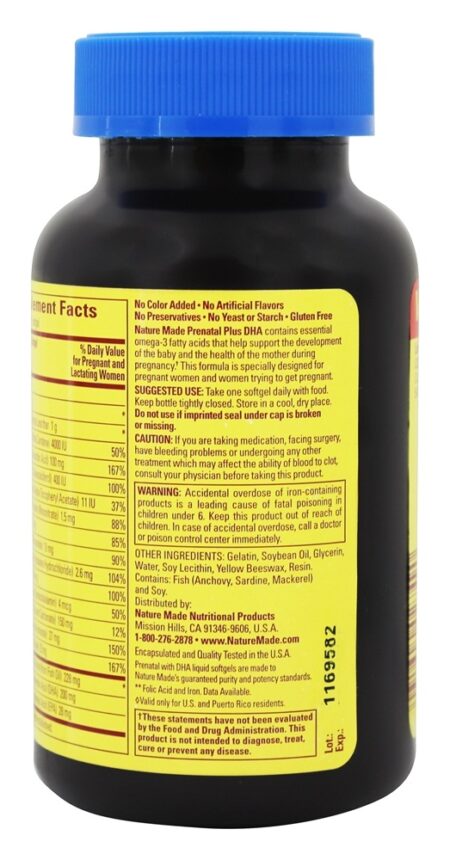 Multivitamínico Pré-Natal + DHA 200 mg. - 90 Softgels líquidos Nature Made - Image 3