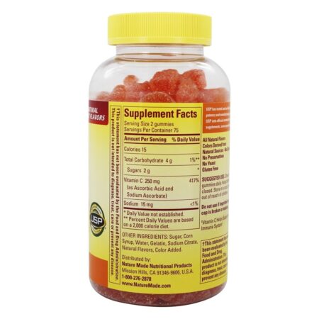 Vitamina C em Gomas Para Adultos Sabor Tangerina - 150 Gummies Nature Made - Imagem 2