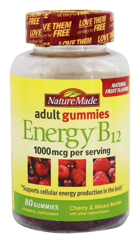 Energia B12 Suplemento Para Adultos Sabor Cereja & Frutas Mistas 1000 mcg. - 80 Gummies Nature Made