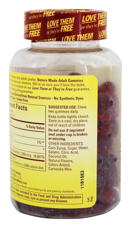 Energia B12 Suplemento Para Adultos Sabor Cereja & Frutas Mistas 1000 mcg. - 80 Gummies Nature Made - Image 3