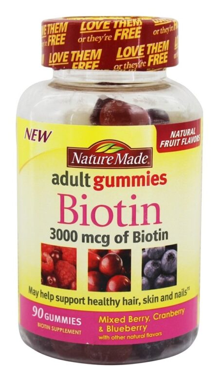 Biotina Adulto Gomoso Misto Baga, Oxicoco & Mirtilo 3000 mcg. - 90 Gummies Nature Made