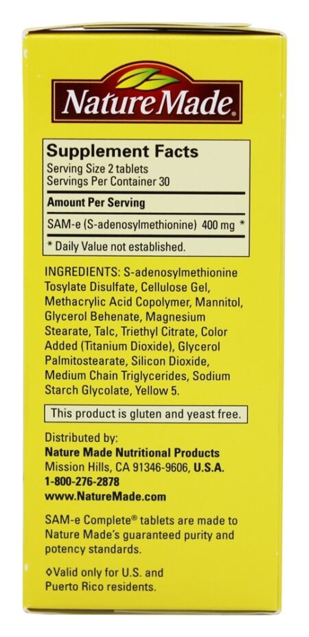 SAM-e Preencha 200 mg. - 60 Tablets Nature Made - Image 2