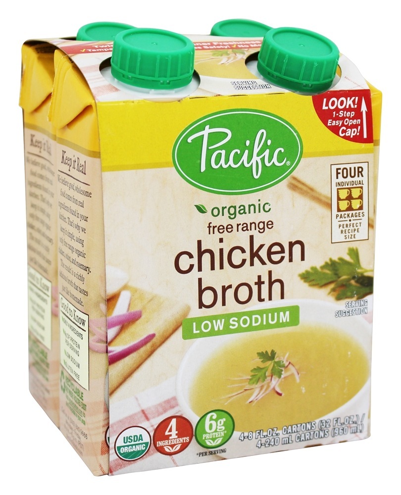 Orgânico Livre Alcance Frango Caldo Baixo Sódio 8 fl. oz. - 4 Pacote (s) Pacific Foods